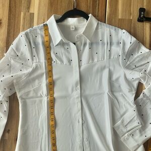 Stylish White Polka Dot Woman's Shirt